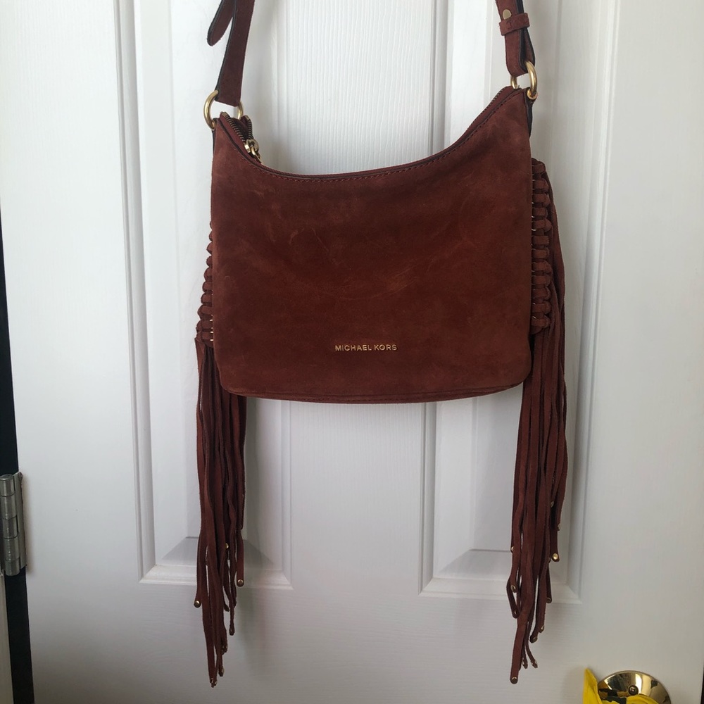Michael Kors brown suede leather crossbody